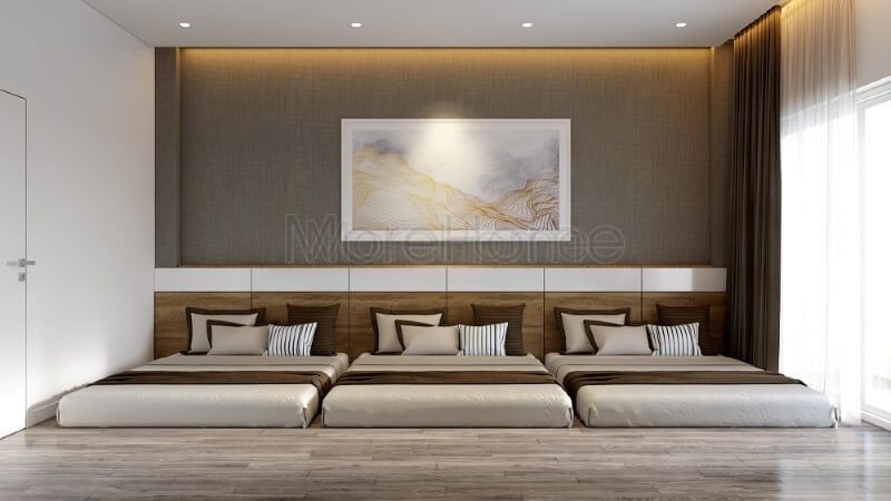 Giường ngủ cao cấp bọc da gỗ là một lựa chọn tuyệt vời để trang trí phòng ngủ của nhà phố.