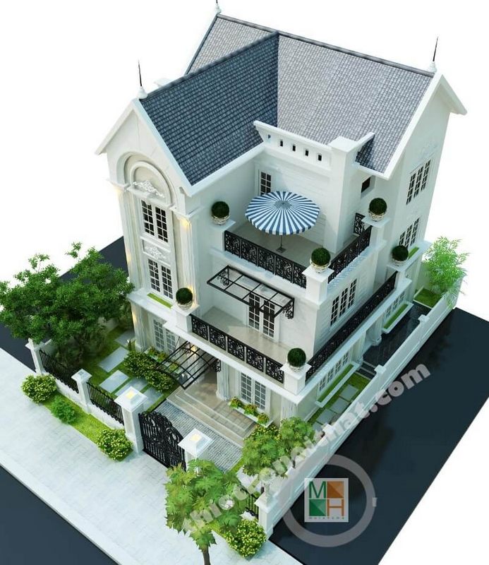 Việt Hưng đã thiết kế một kiến trúc biệt thự cổ điển đẳng cấp tại Long Biên, Hà Nội.